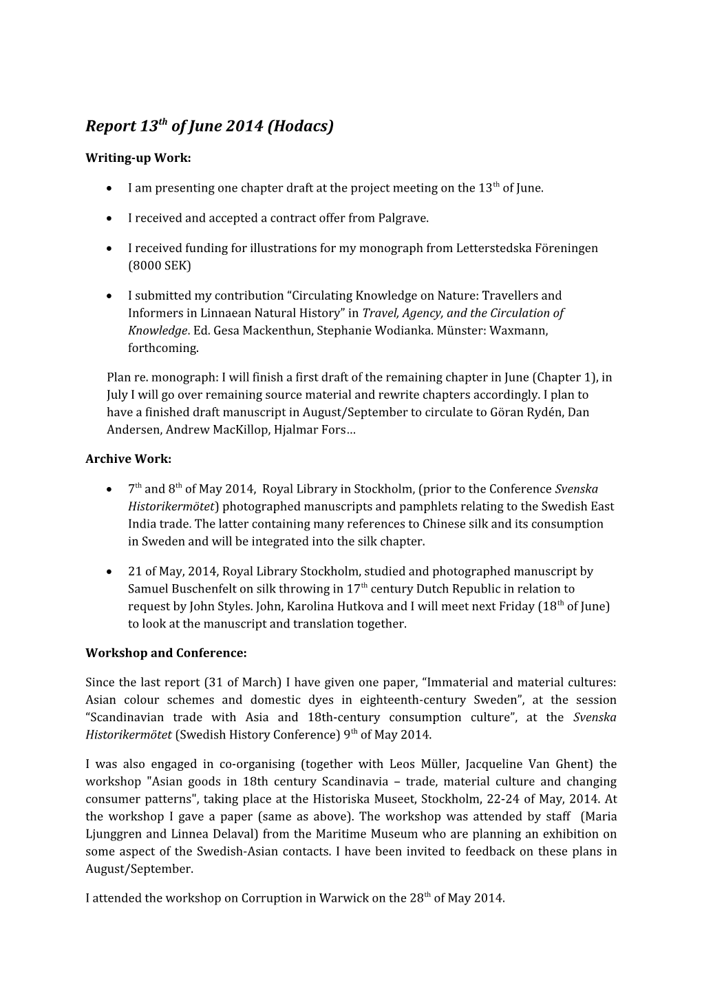 Report 13Th of June 2014 (Hodacs)