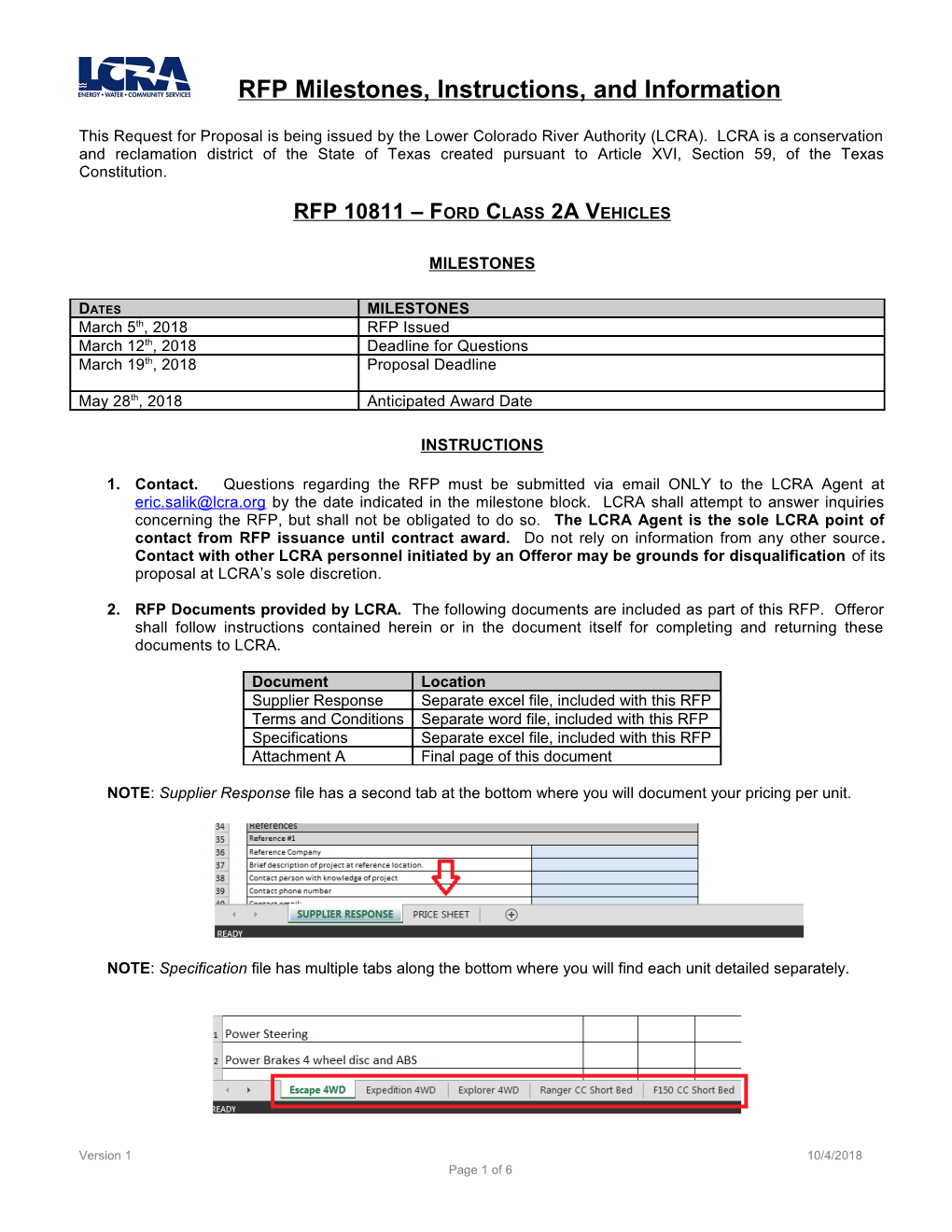 Instructions for RFP 10811