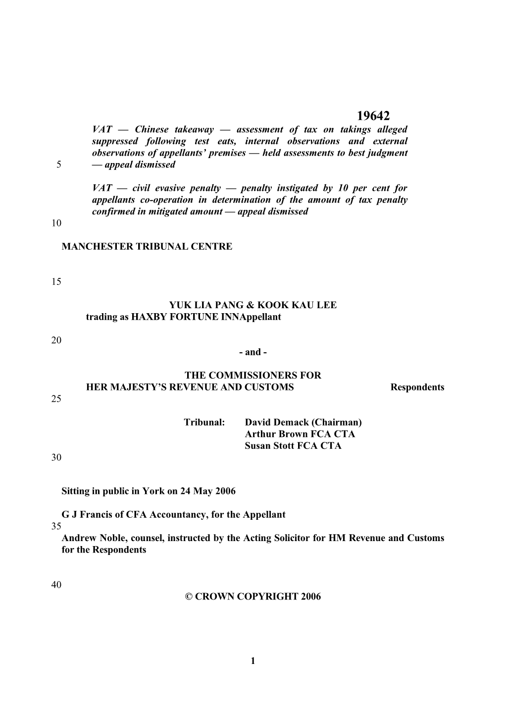 VAT Chinese Takeaway Assessment of Tax on Takings Alleged Suppressed Following Test Eats