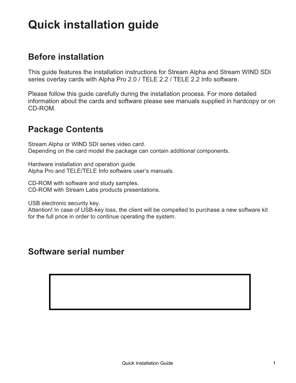 Quick Installation Guide