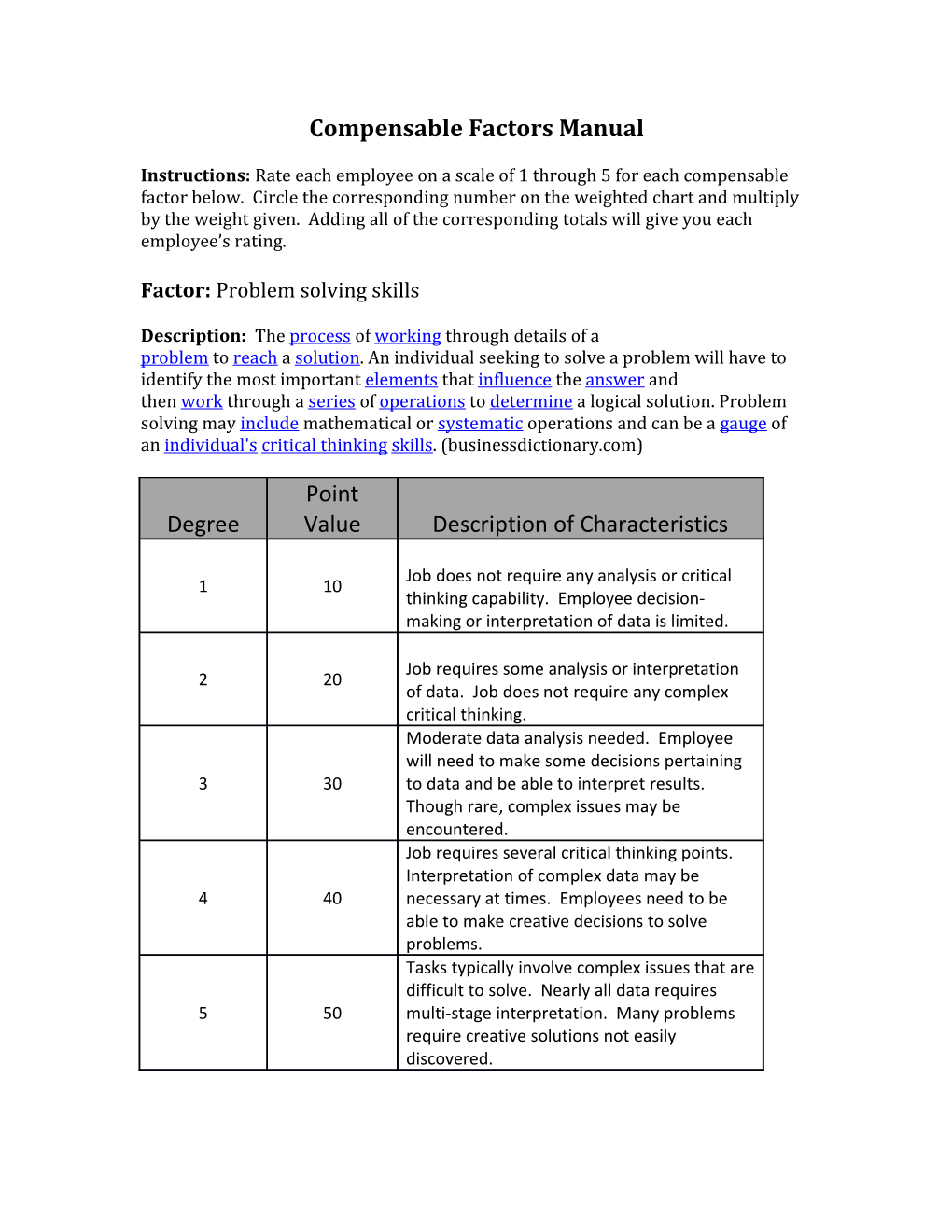 Compensable Factors Manual