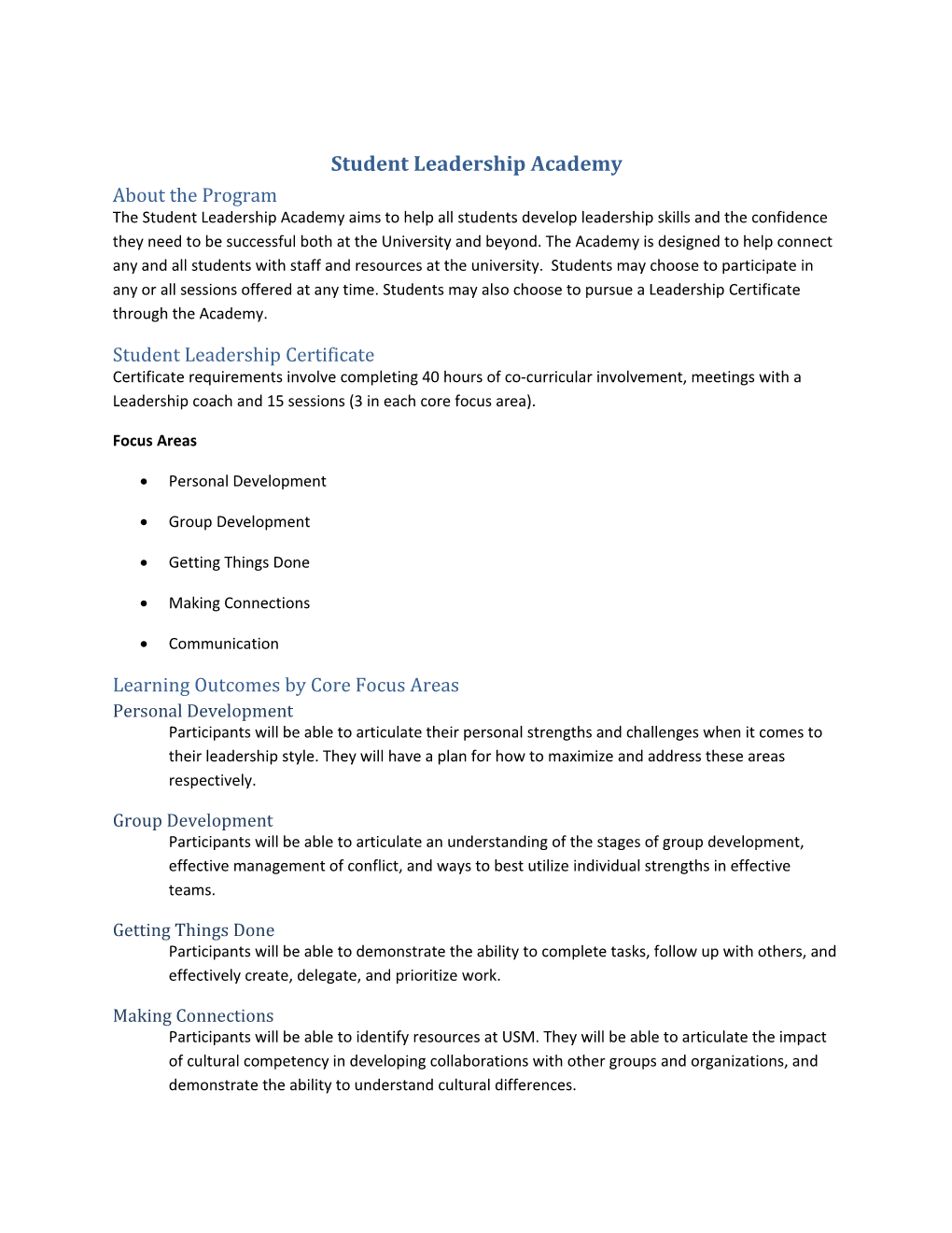 Student Leadership Academy