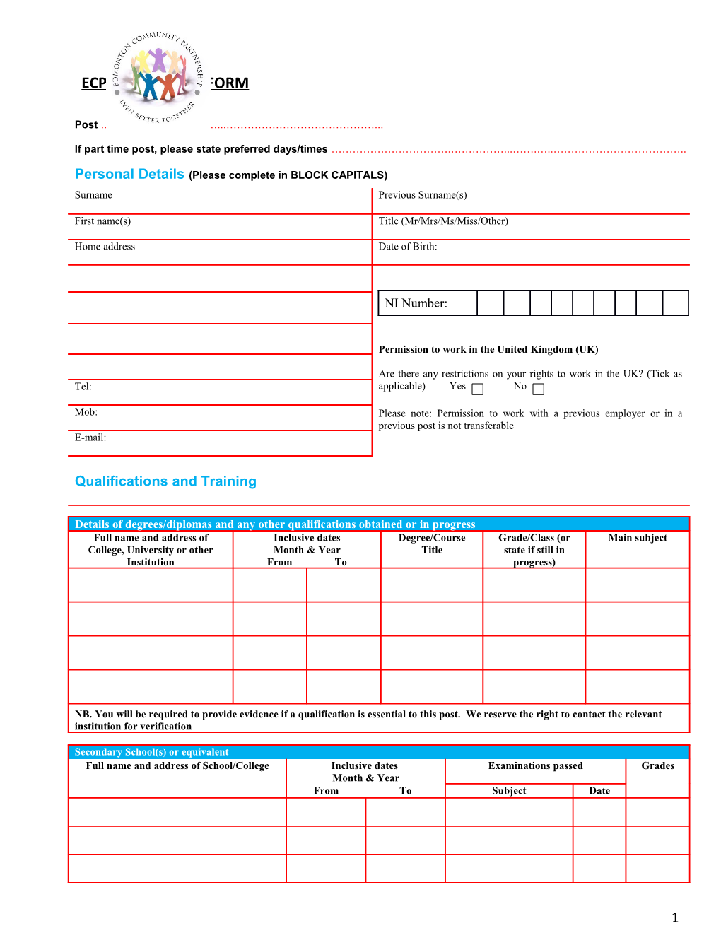 If Part Time Post, Please State Preferred Days/Times .