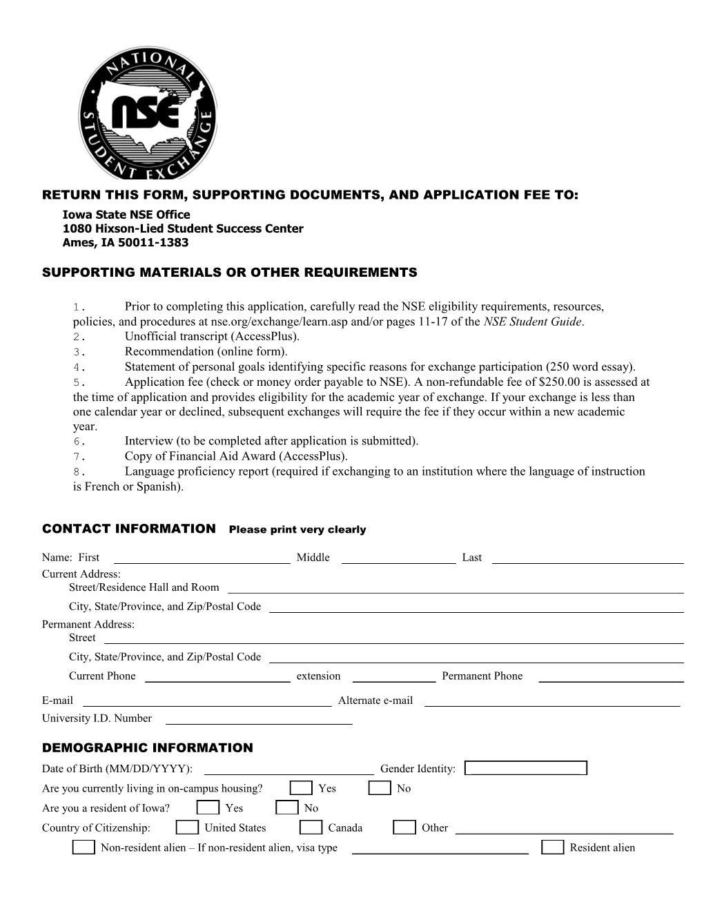 Return This Form, Supporting Documents, and Application Fee To