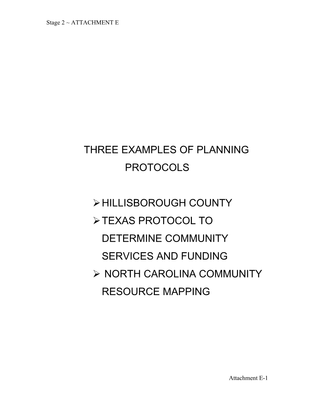 Examples of Planning Protocols