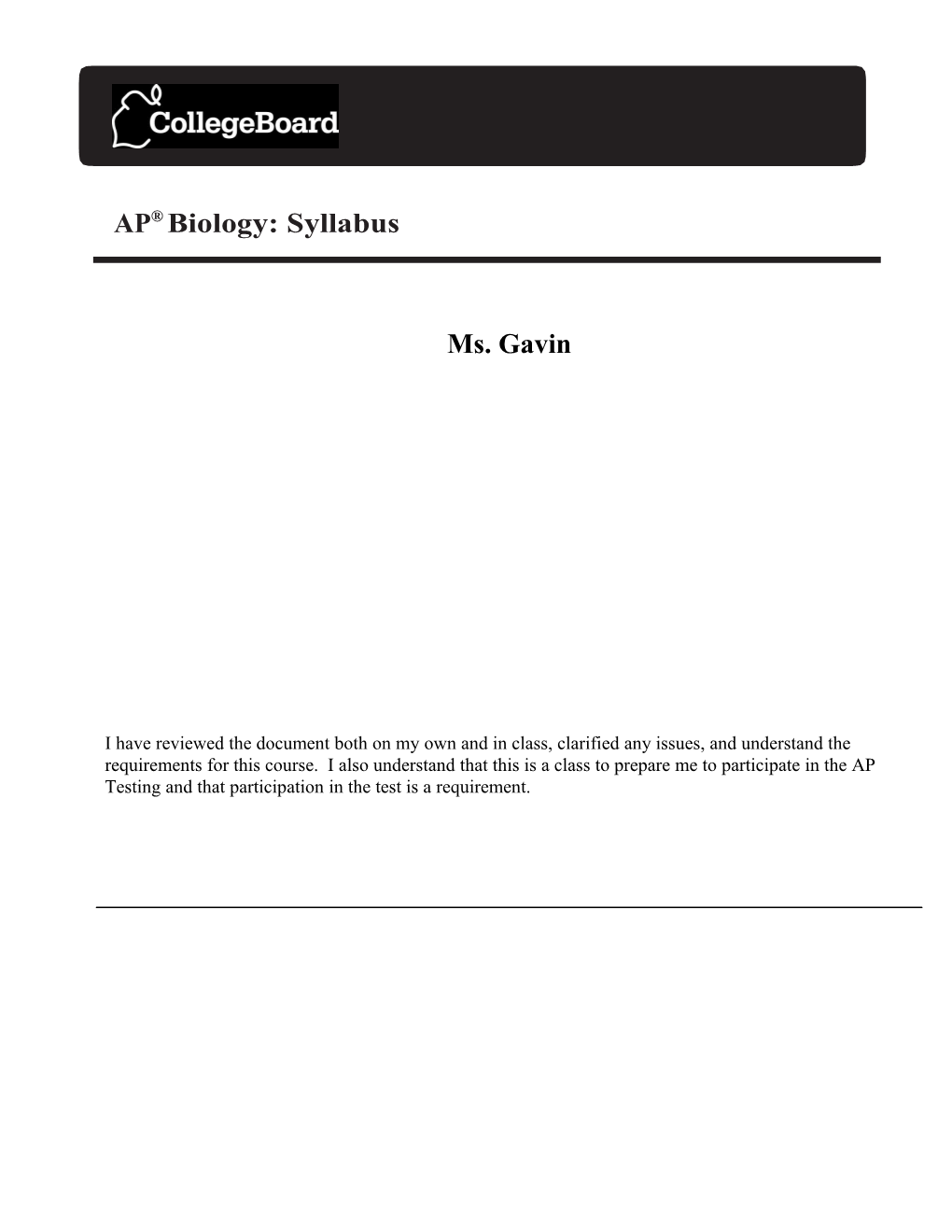 AP Biology: Syllabus s2