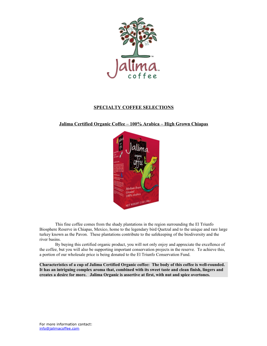 Jalima Certified Organic Coffee 100% Arabica High Grown Chiapas