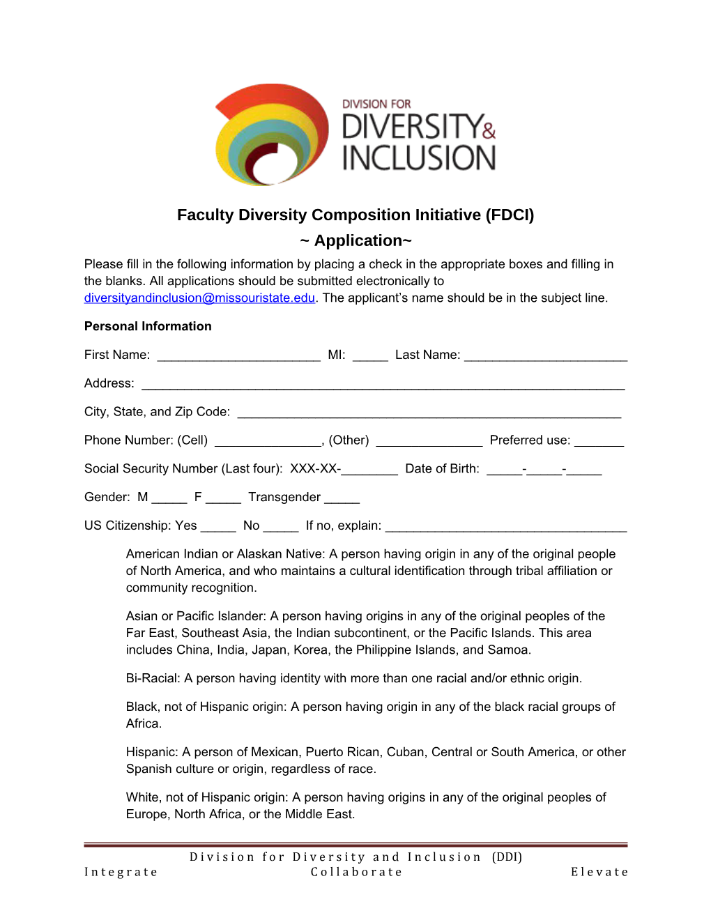 Faculty Diversity Composition Initiative (FDCI)