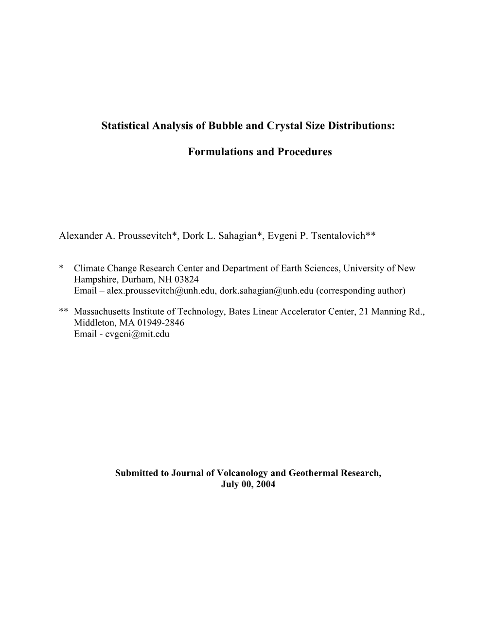 Basic Formulations Used for Analysis