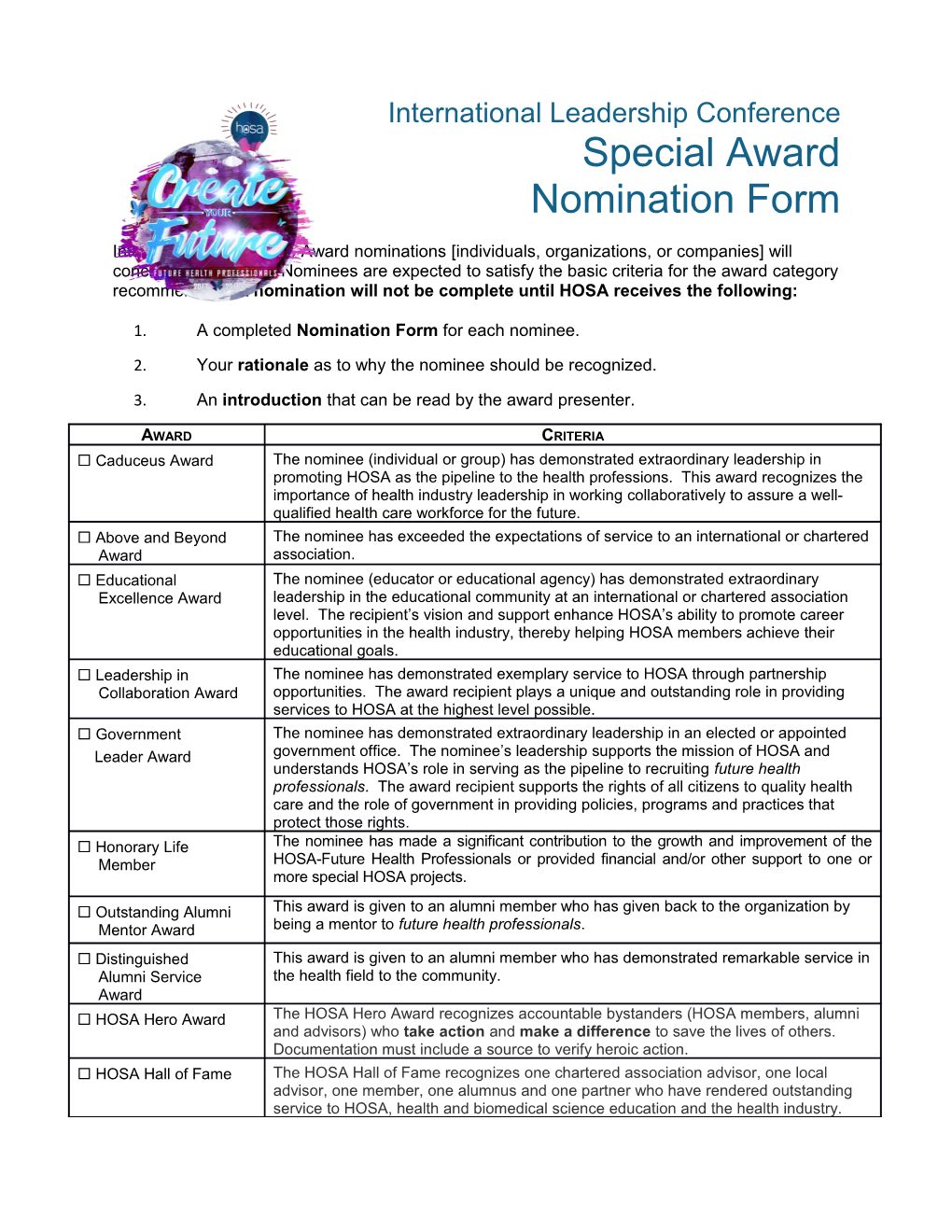 2001 National Leadership Award Nominations Individuals, Organizations, Or Companies Will