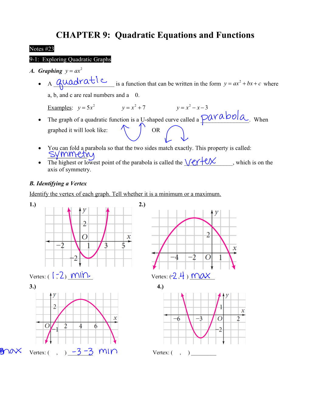 CHAPTER 9: Quadratic Equations and Functions