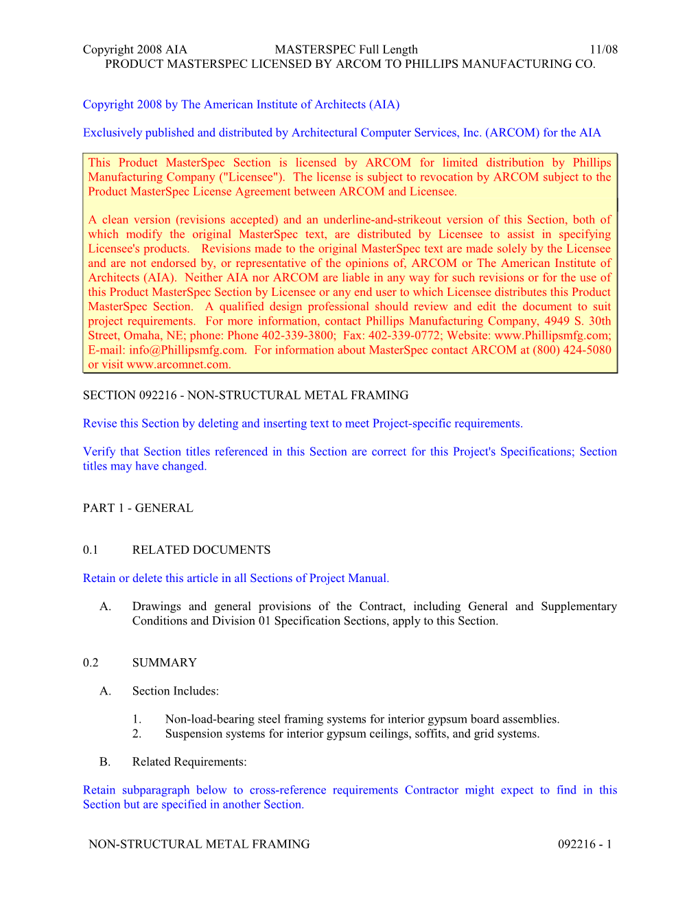 Section 092216 - Non-Structural Metal Framing s2