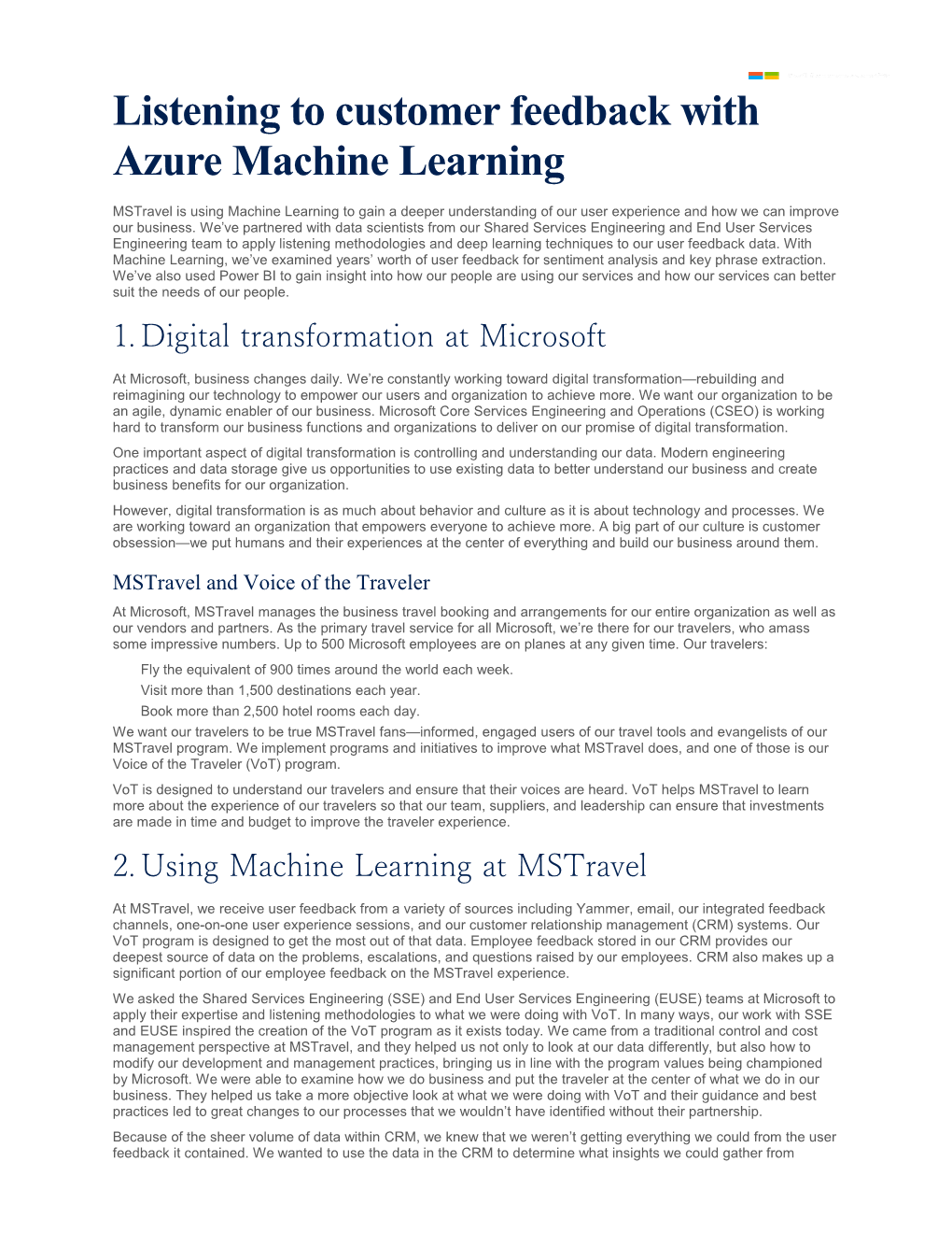 Listening to Customer Feedback with Azure Machine Learning