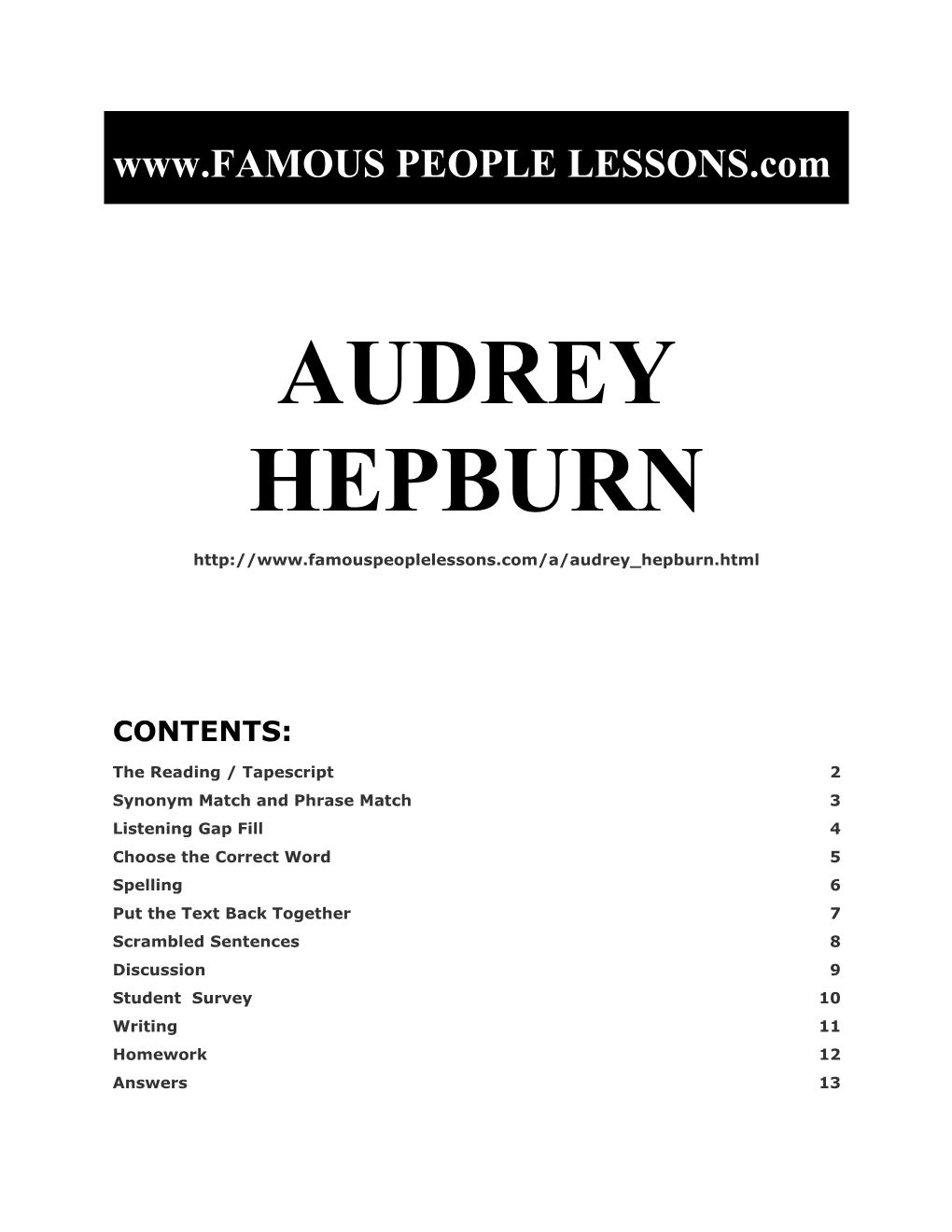 Famous People Lessons - Audrey Hepburn