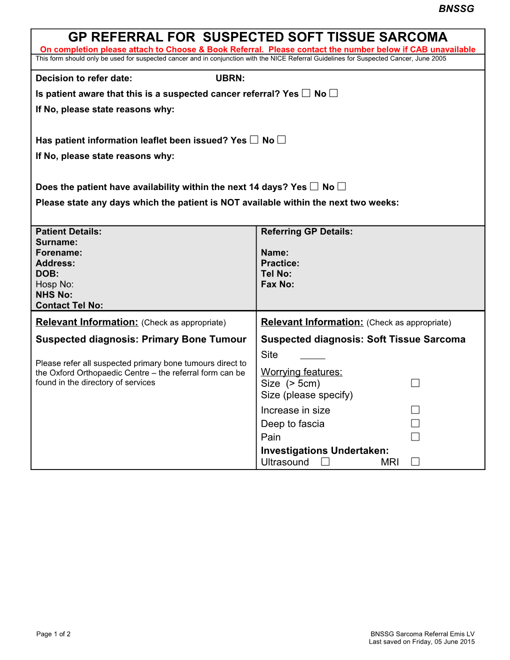 For Hospital Use (Referral Data)