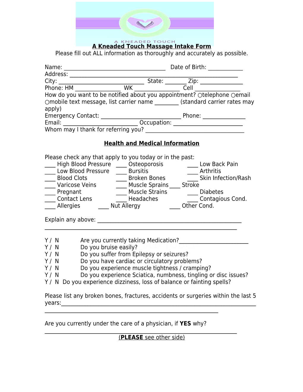 Massage Intake Form s1