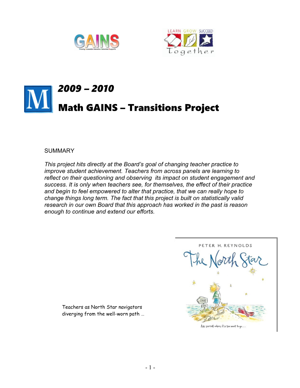 Math GAINS Transitions Project