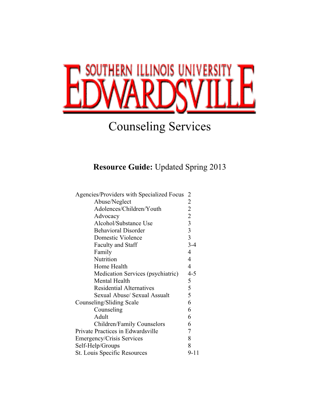 Resource Guide: Updated Spring 2013