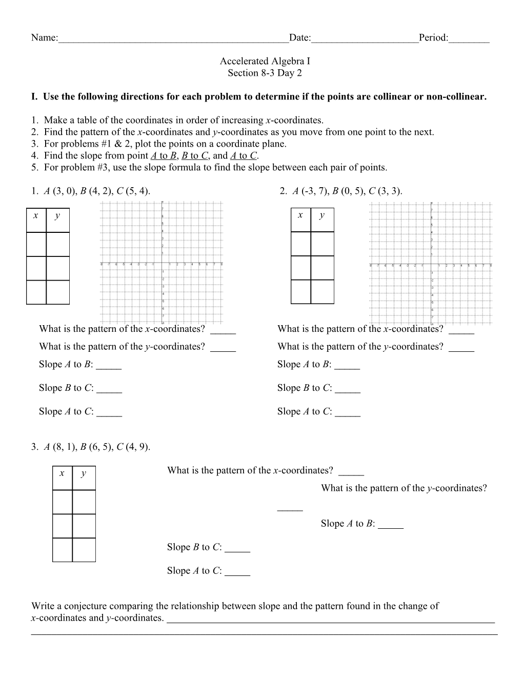 1. Make a Table of the Coordinates in Order of Increasing X-Coordinates