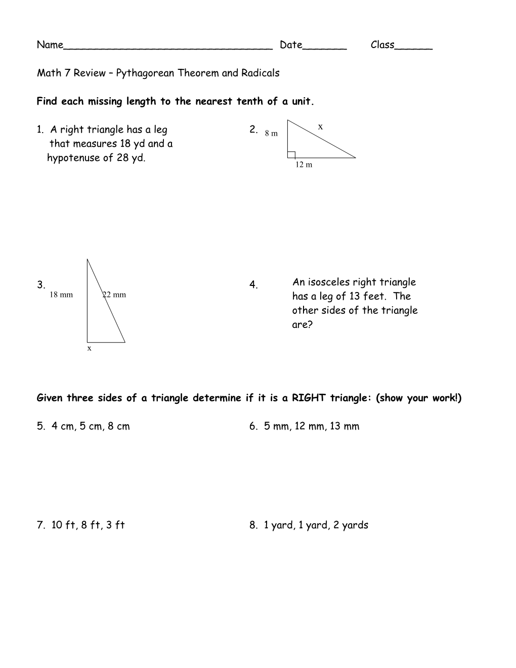 Find Each Missing Length to the Nearest Tenth of a Unit