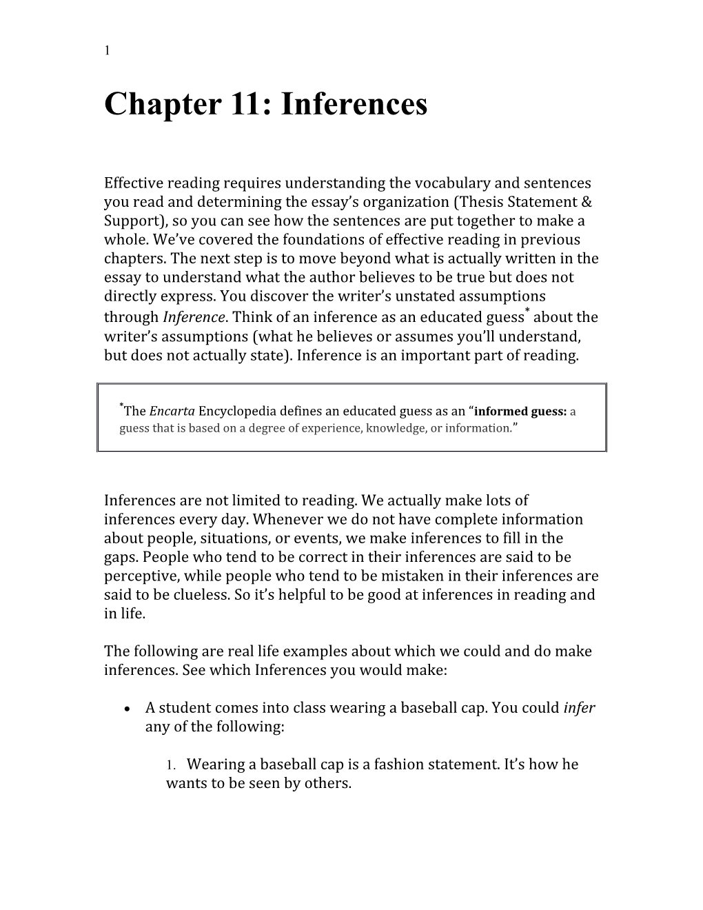Chapter 11: Inferences