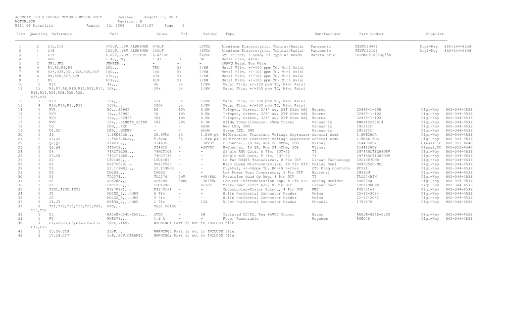 ACROBAT ISO H-BRIDGE MOTOR CONTROL UNIT Revised: August 7, 2004