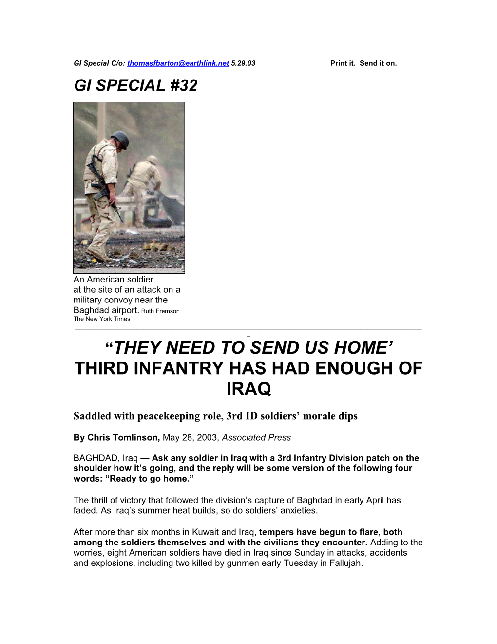 GI Special C/O: 5.29.03 Print It. Send It On