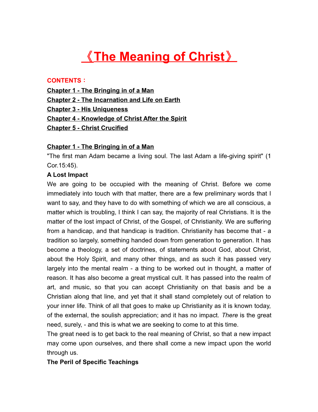 The Meaning of Christ