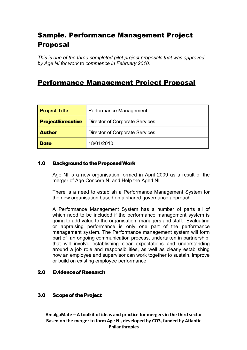 Sample: Performance Management Project Proposal