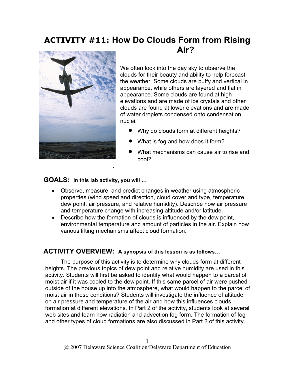 ACTIVITY #11: How Do Clouds Form from Rising Air