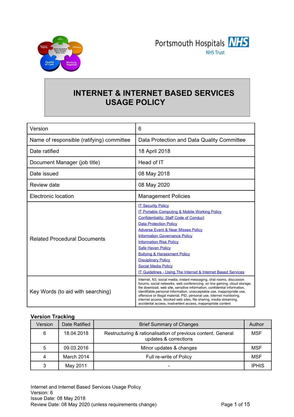 Internet & Internet Based Services Usage Policy