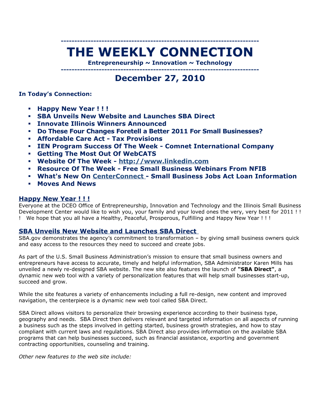 The Weekly Connection s1