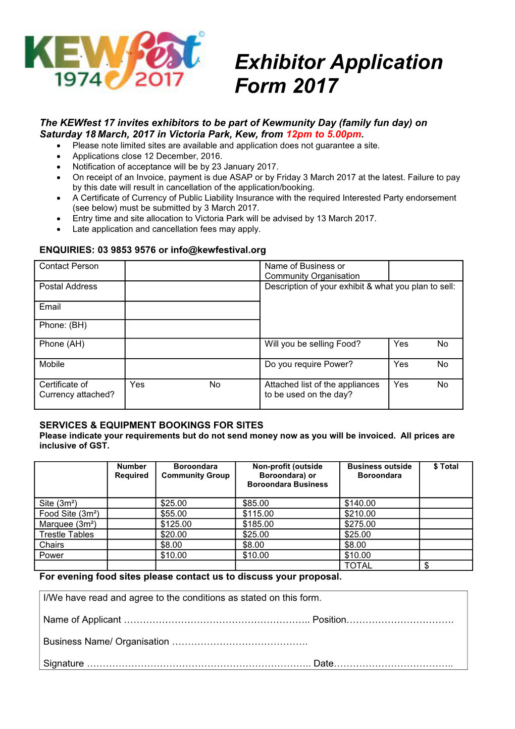 Exhibitor Application Form 2017