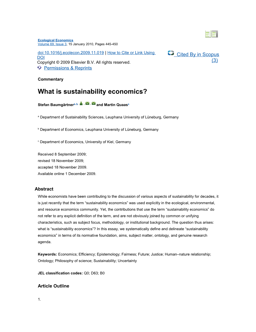 What Is Sustainability Economics?