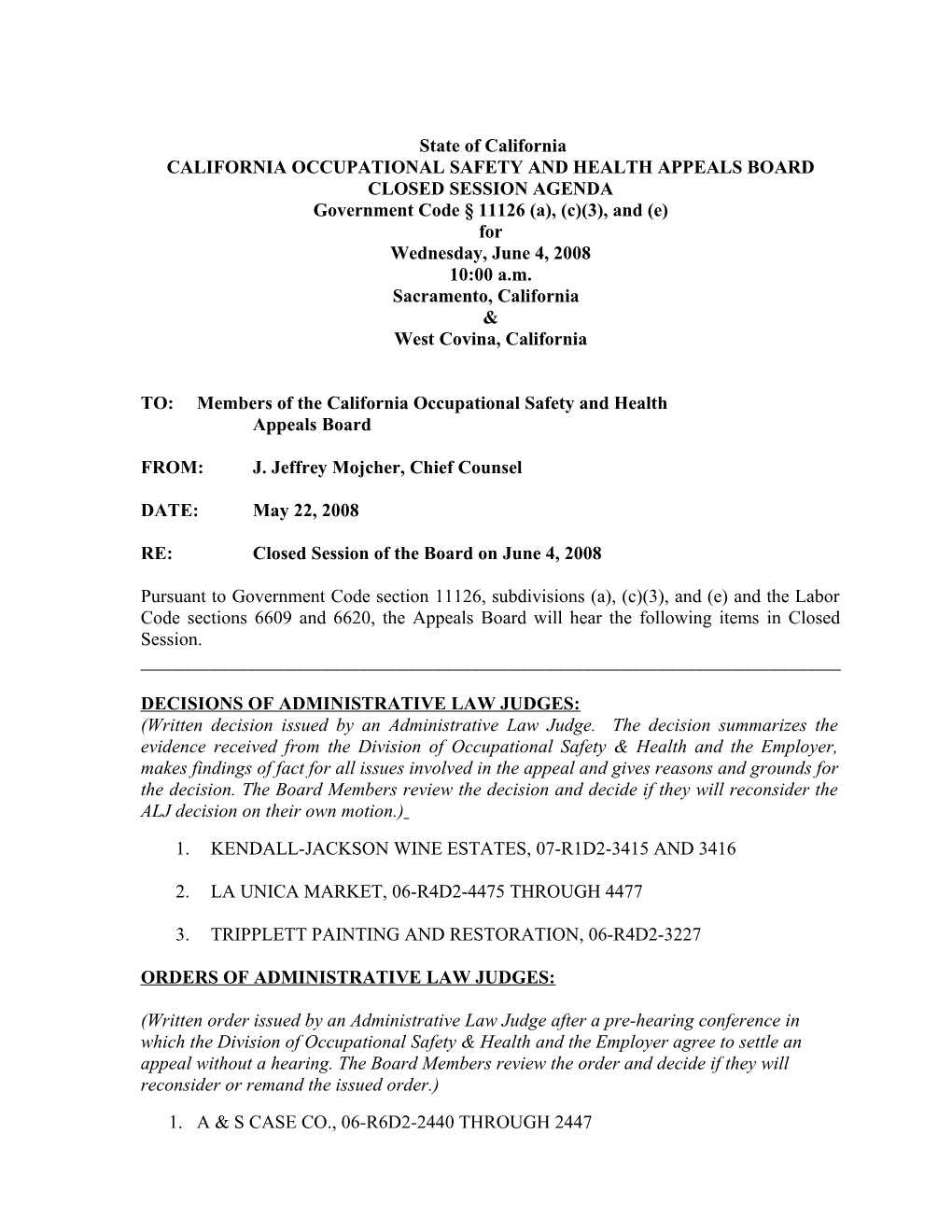 California Occupational Safety & Health Appeals Board s10