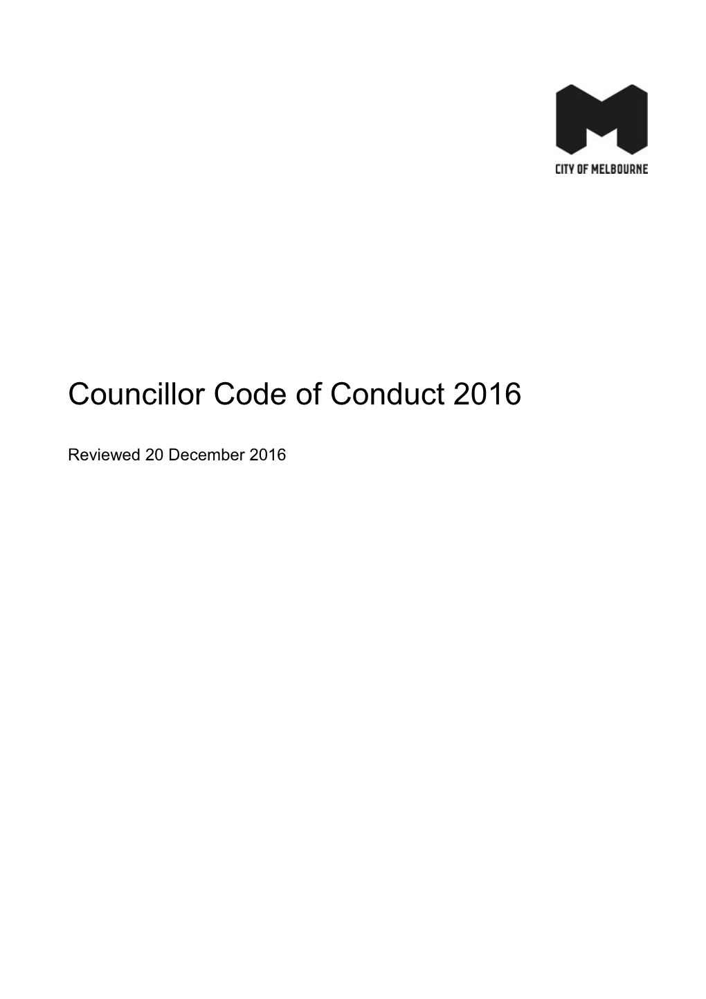 Councillor Code of Conduct 2016