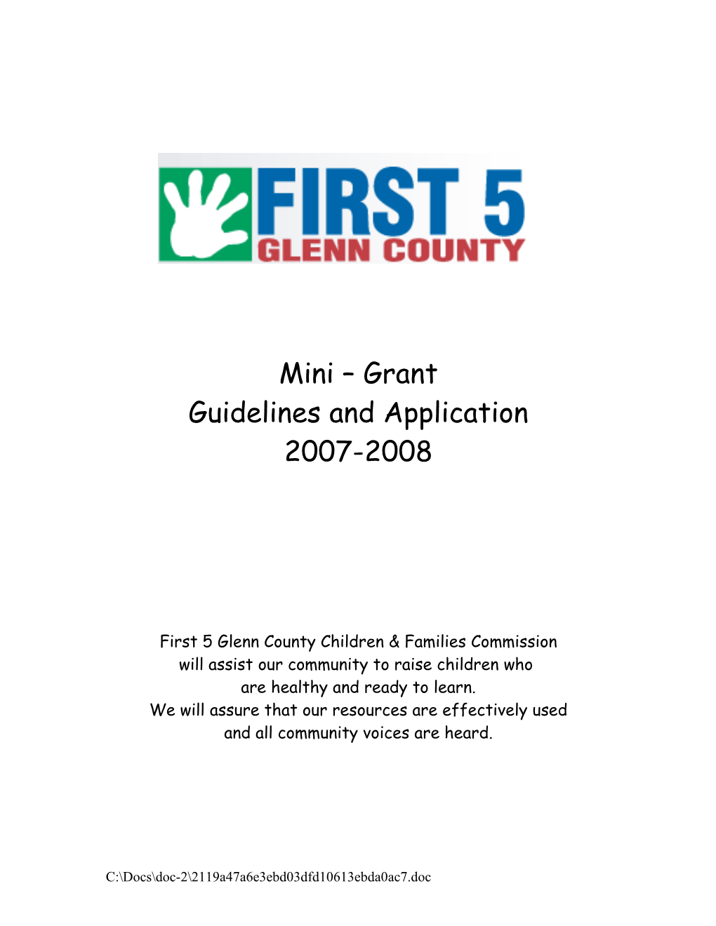 First 5 Glenncounty Children & Families Commission