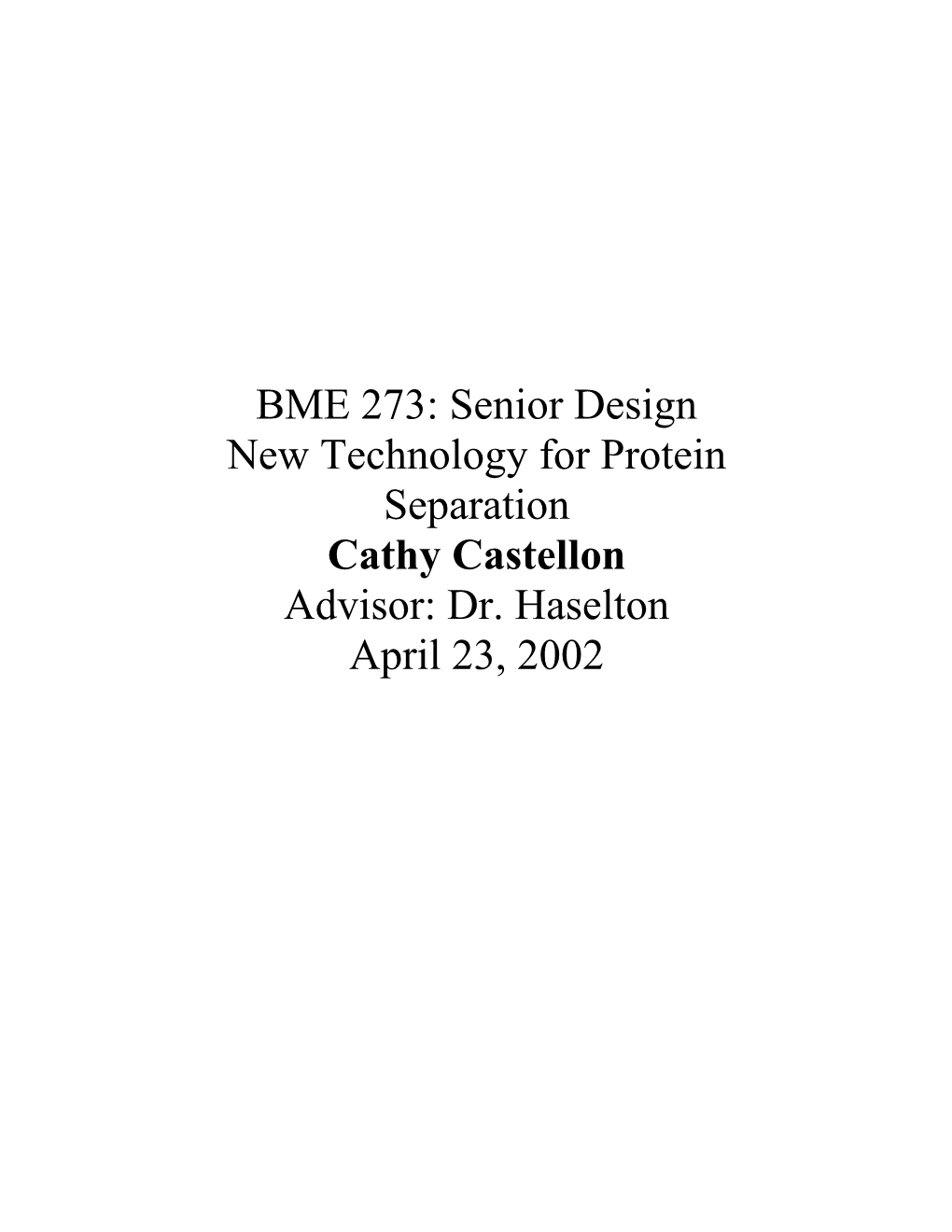 BME 273: Senior Design