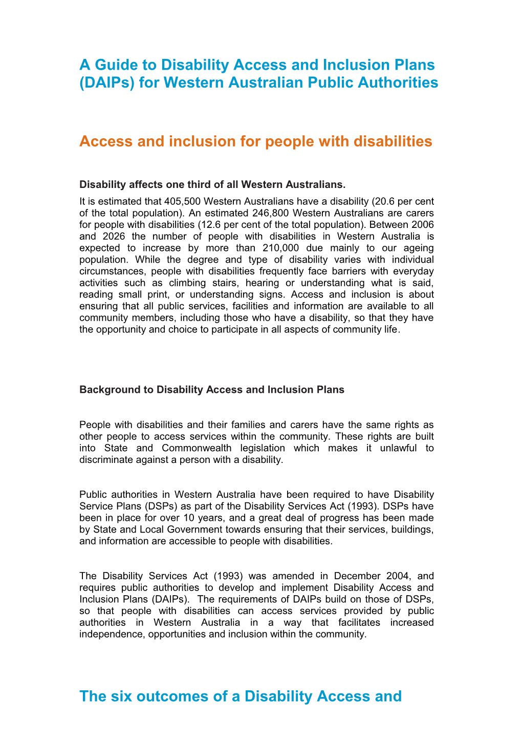 A Guide to Disability Access and Inclusion Plans (Daips)