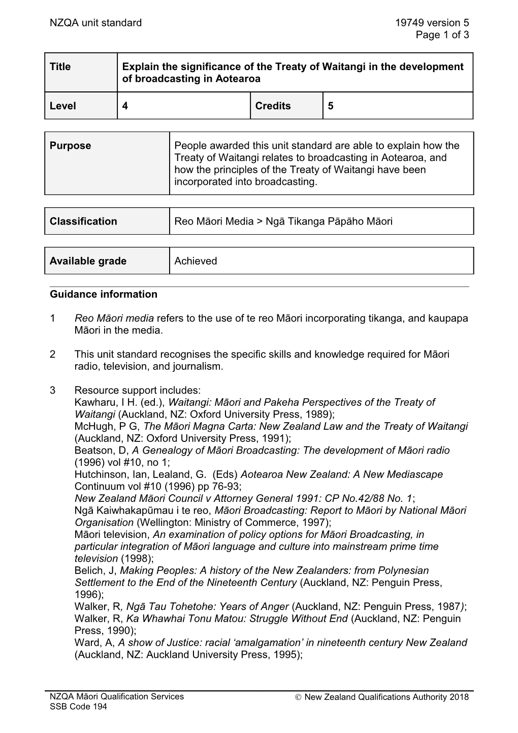 19749 Explain the Significance of the Treaty of Waitangi in the Development of Broadcasting