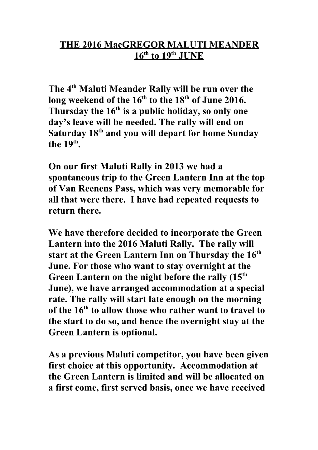 THE 2015 Macgregor MALUTI MEANDER