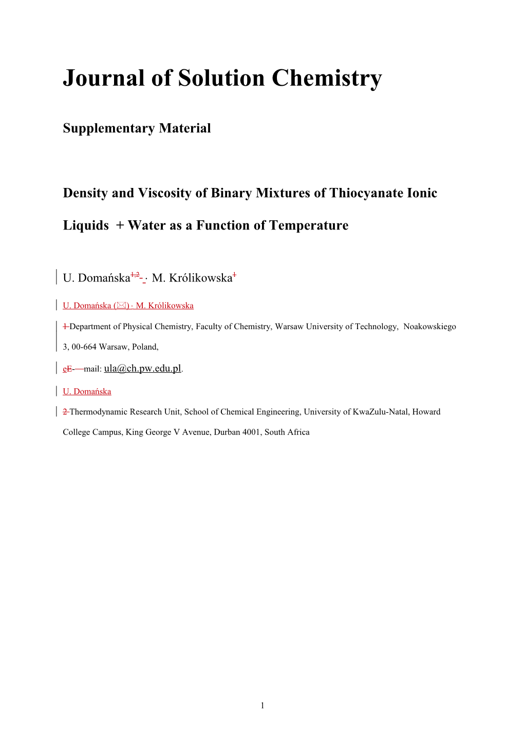 Journal of Solution Chemistry