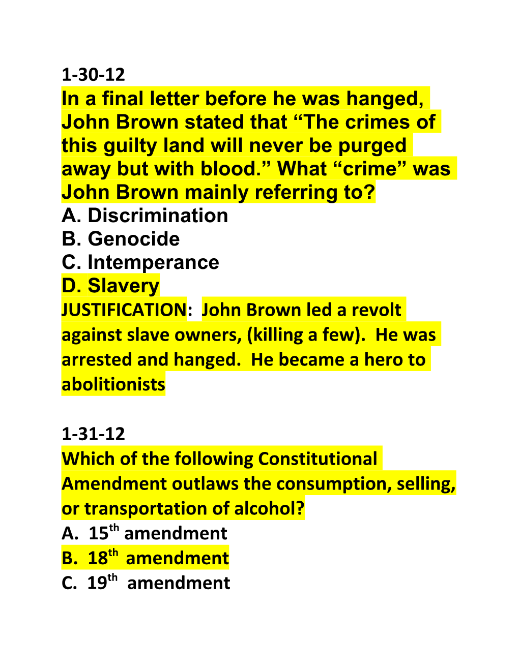 Which of the Following Constitutional Amendment Outlaws the Consumption, Selling, Or