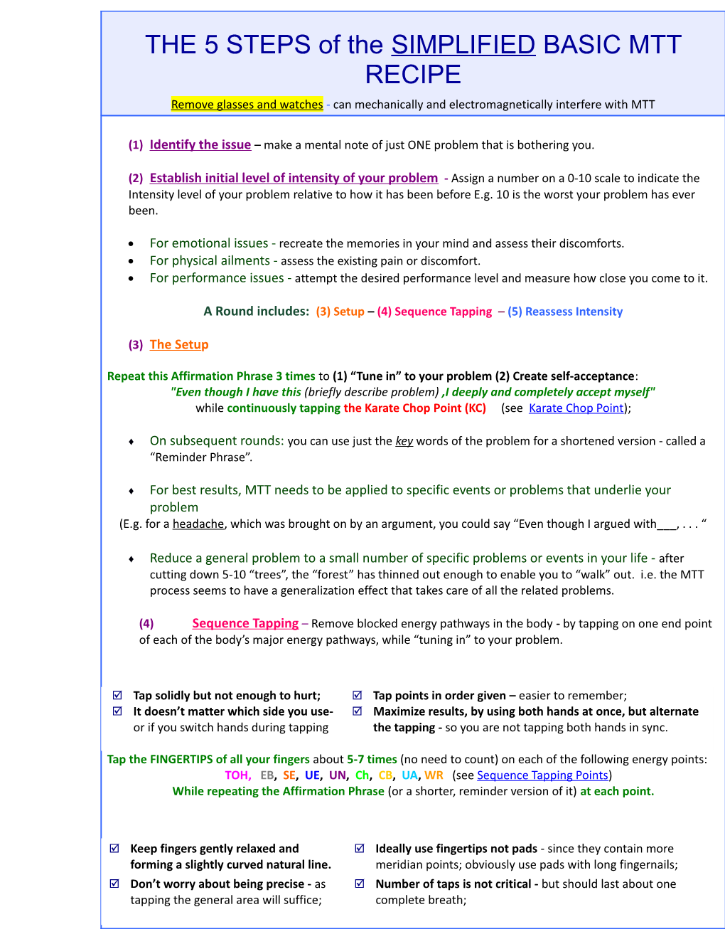 THE Simplified BASIC MTT RECIPE