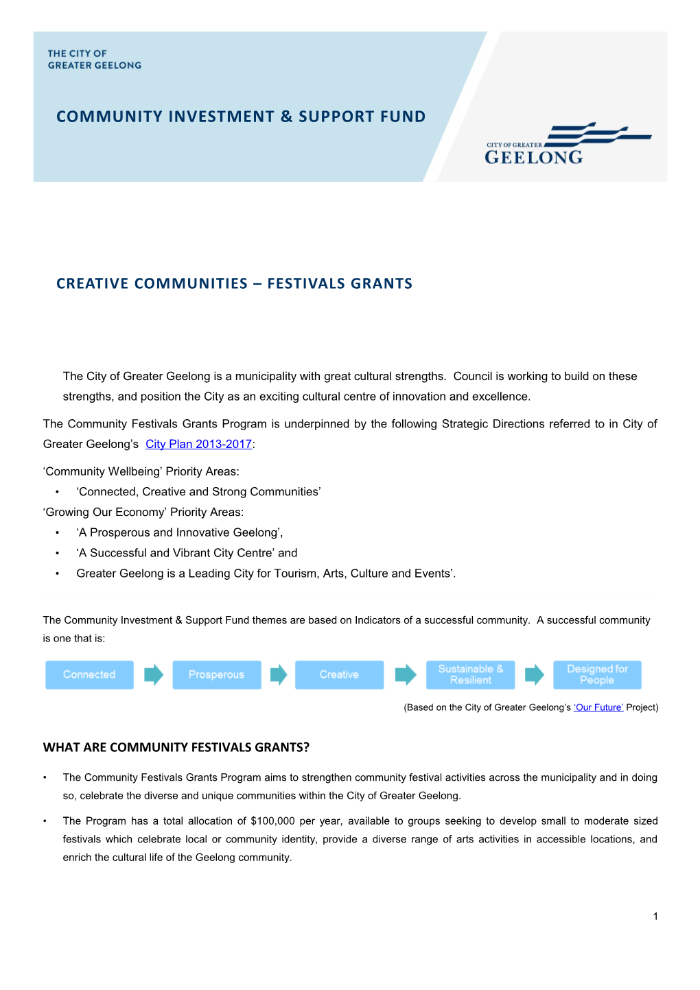 Creative Communities FESTIVALS Grants
