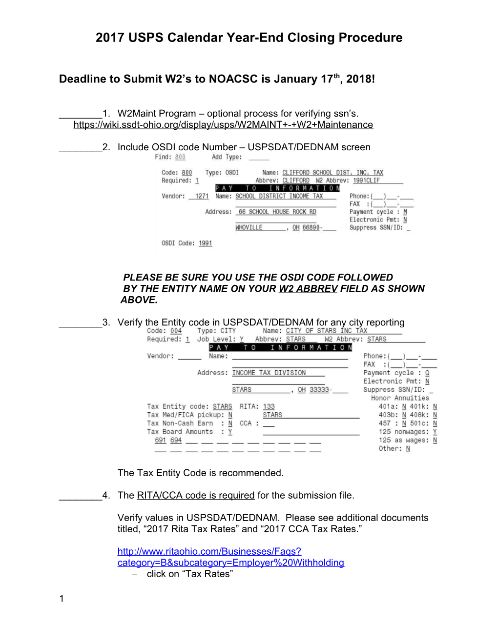 USPS Fiscal Year-End Procedure