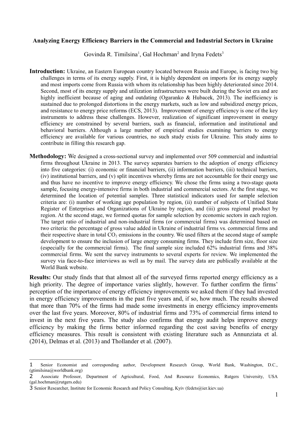 Analyzing Energy Efficiency Barriers in the Commercial and Industrial Sectors in Ukraine