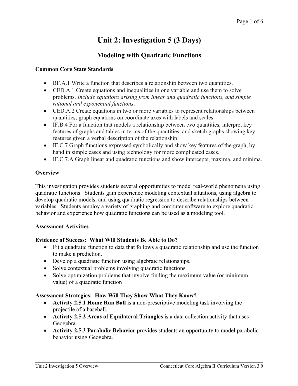 Modeling with Quadratic Functions