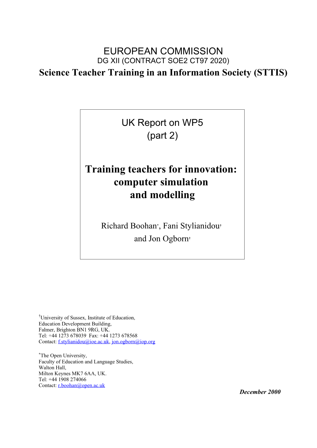 Science Teacher Training in an Information Society