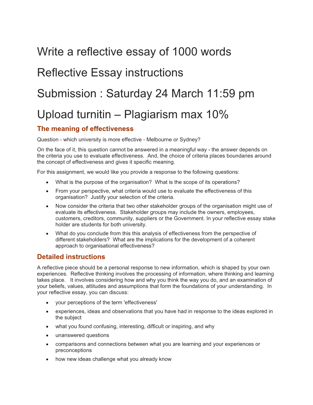 Write a Reflective Essay of 1000 Words